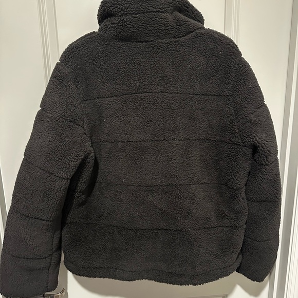 Calvin Klein Womens Black Faux Button Down Sherpa Warm Winter Coat Jacket - Picture 2 of 2